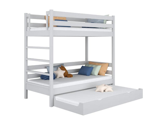 Lit superposé en bois - avec tiroir pour matelas N03 Gris 100x190