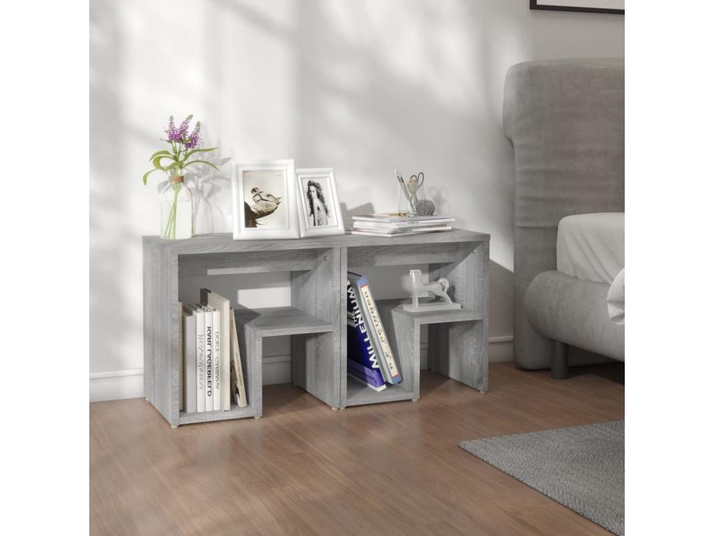 Vertchez Premium - Tables de chevet 2 pcs Vertchez gris 40x30x40 cm Bois ingénierie