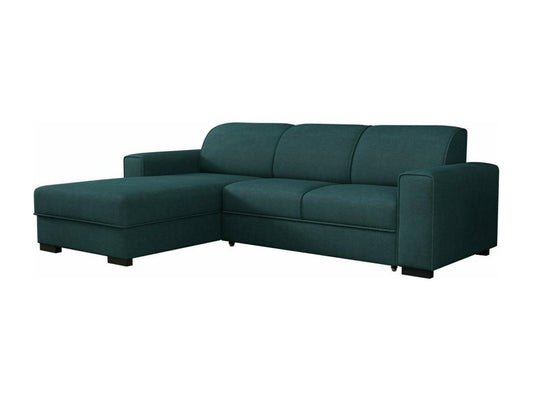 Canapé d'angle Vertchez 186 Turquoise Fonction de couchage Boîte de literie 260x182cm