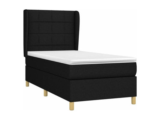 Sommier à Vertchez de lit avec matelas Noir 100x200 Tissu